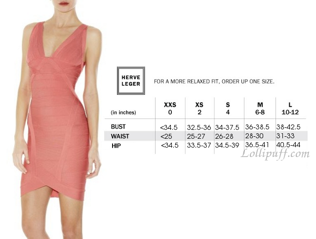 Herve Leger Sizing Guide - Lollipuff