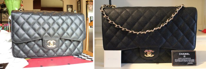 fake and real chanel side by side