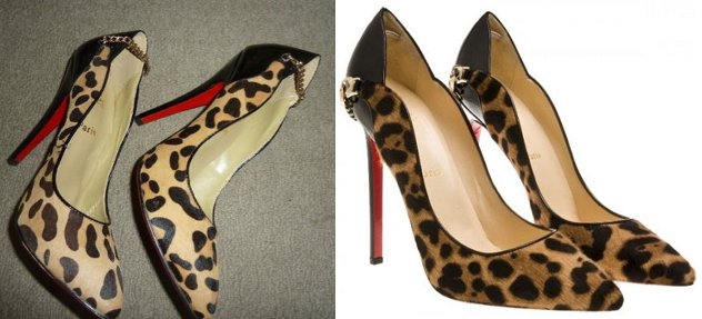 Fake and authentic Christian Louboutin shoes comparison differences