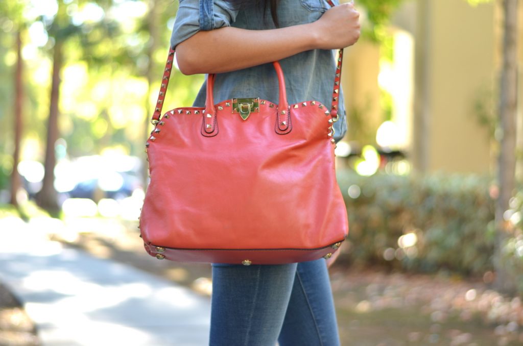 Valentino Garavani - Authenticated Rockstud Handbag - Leather Red Plain for Women, Very Good Condition
